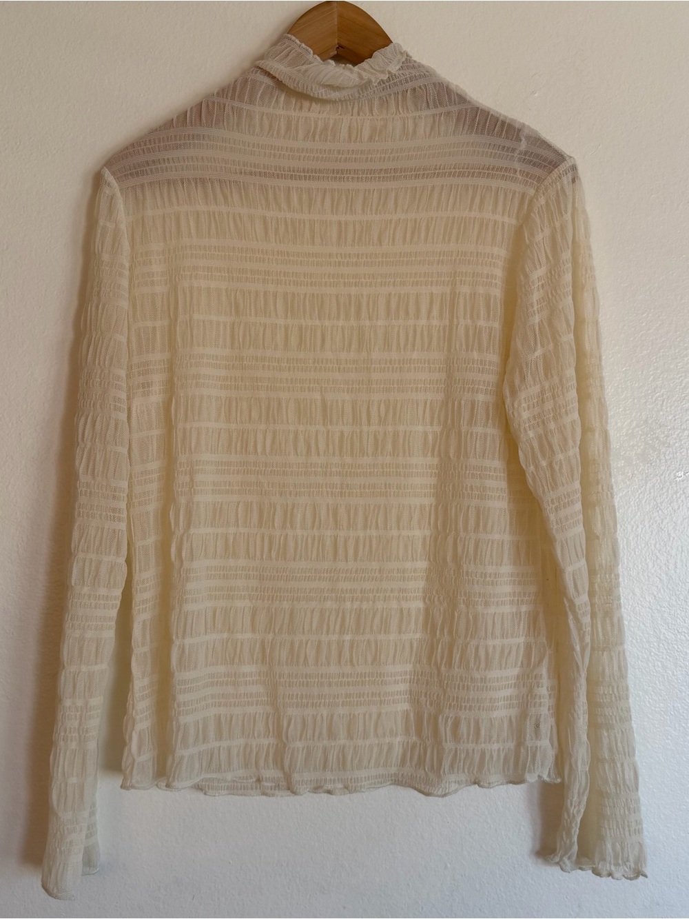 Y2K Top Mesh Fairy Boho Lace Sheer Indie Coquette Ivory Layering Romantic L/XL